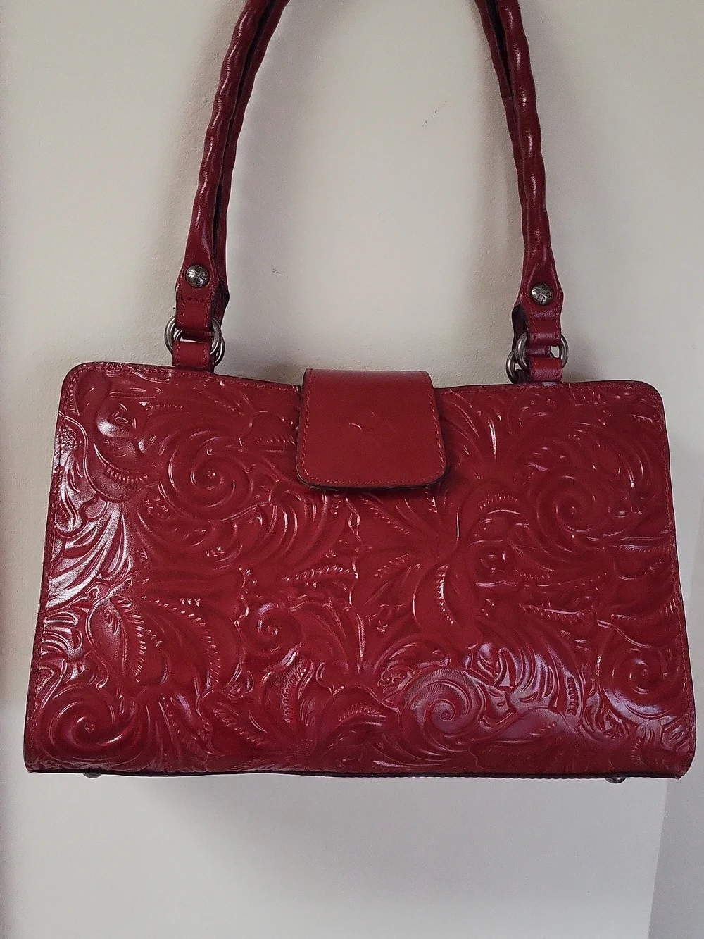 Patricia Nash Tooled Red Rienzo Satchel